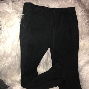 Black denim joggers